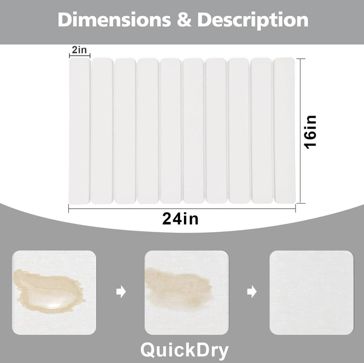 Stone Dish Drying Mats for Kitchen Counter,24×16 IN,Foldable Dish Drying Mat,Equipped Dish Rack,Strong Water Absorption,Diatomaceous Earth Material,Suitable for Plates,Cups and Any Kitchen Utensils