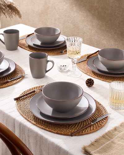 Venus Dinnerware Sets with Mugs (Dark Gray / Serves 6 (24pc w/ Mug))