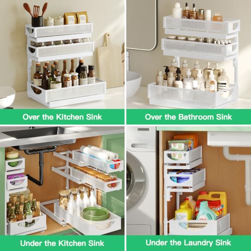 Under Sink Organizer (1Pack-3Tier / White)