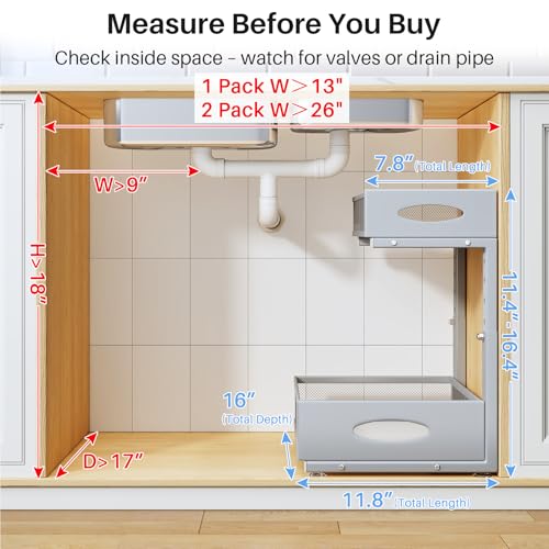 Under Sink Organizer (Grey / 1-Pack)