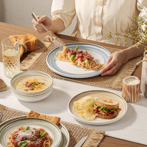 Stoneware Dinnerware Set (Blue / Service for 4-12Pcs)
