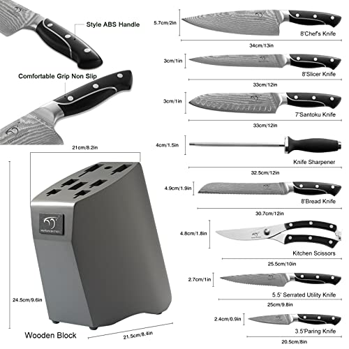 Damascus Kitchen Knife Sets (9 Count)