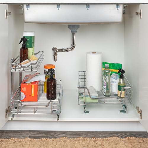 Glidez 2‑Tier Multipurpose Chrome‑Plated Steel Pull‑Out (Undersink / 12.25" - Standard)