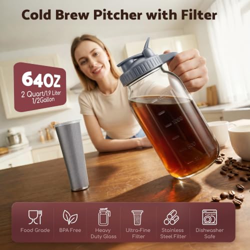 Cold Brew Coffee Maker (64 Ounces / Gray)