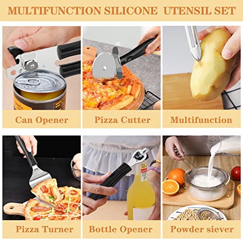 Silicone Cooking Kitchen Utensil Set (Black)