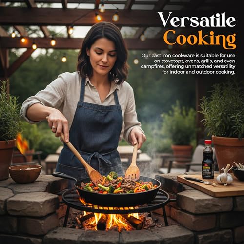 Cast Iron Skillet Set 3 Piece 6 8 10 Inch PFAS (Black)