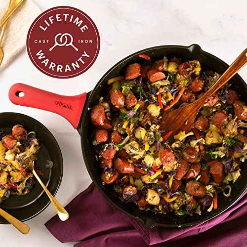 15" Cast Iron Skillet + Glass Lid Cover + Pan Scraper + Heat (15")