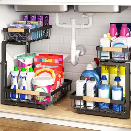 Under Sink Organizer (Large-2-Pack / Black)