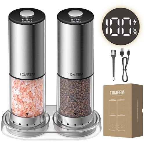 Rechargeable Electric Salt and Pepper Grinder Set (Silver/Clear / Set)