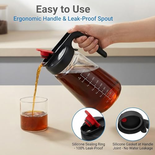Cold Brew Coffee Maker With Stainless Steel Filter ((Black 64oz))