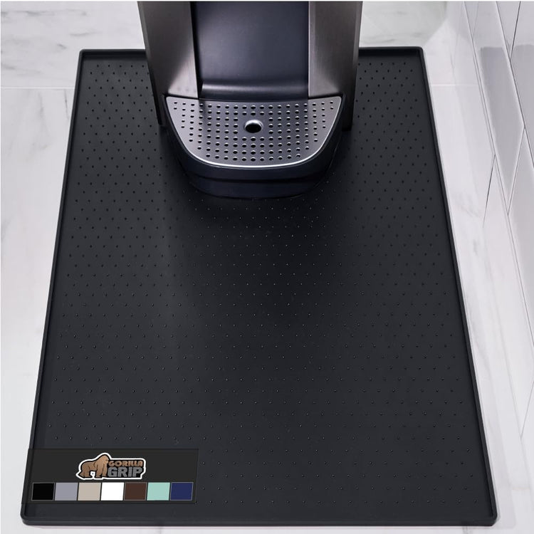 GORILLA GRIP Silicone Coffee Mat, 15x23, Espresso Drink Bar Station Accessories, Use Under Machine, Waterproof Heat Resistant Multi-Use Dish Drying Mats, Stays in Place, Kitchen Home Decor, Black