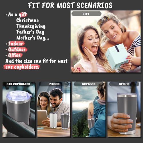 20 oz Tumbler Insulated Tumblers Stainless Steel Coffee Mug (Gray)