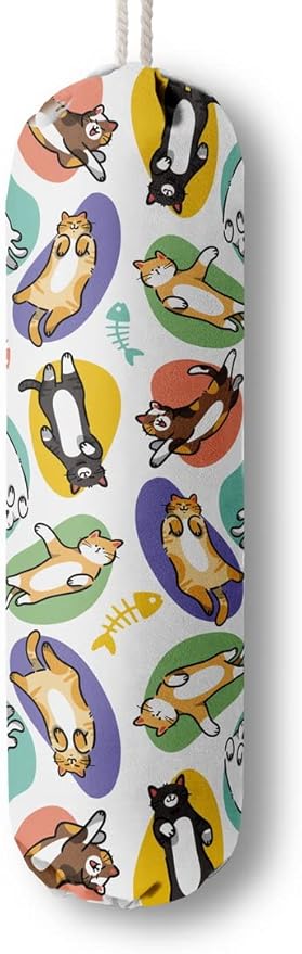 Cat Pattern Grocery Bags Holder Organizer For Shopping Bags,Wall Mount Plastic Bags Storage Container Dispensers, Pet Lovers Home Kitchen Gifts For Family, Friends, Cat Mom, Cat Dad, Women