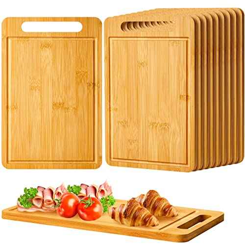 20 Pcs Bulk Wood Cutting Board with Handle 12 x 7.8 Inch Acacia Bamboo Wooden Kitchen Serving Chopping Boards for Pizza (20 Count)