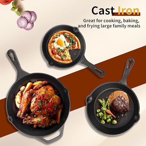 Cast Iron Skillet 3 (6"/8"/10" Cast Iron Skillet Set)