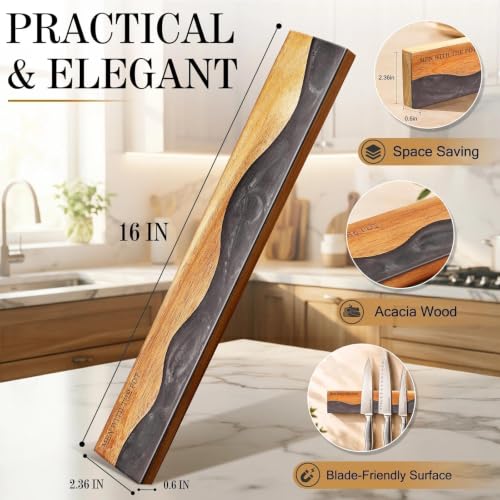 16" Magnetic Knife Holder for Wall (Black)