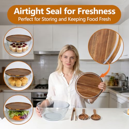 4.8QT Glass Salad Bowl with Lid