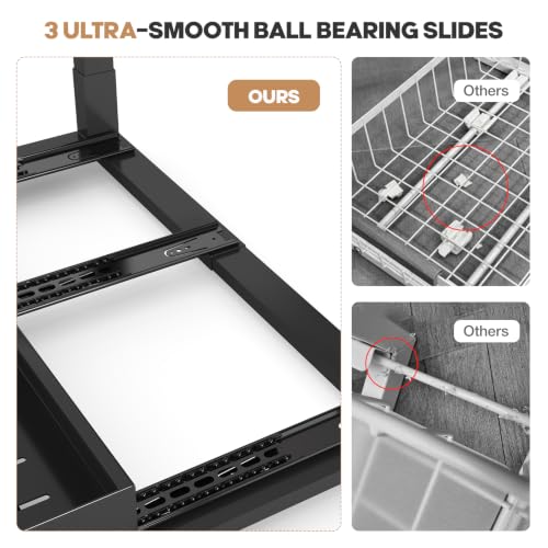 1 Pack Expandable Under Sink Organizers And Storage With Upgrade Ball (1 Pack-15.3"-24.2"W / Black)