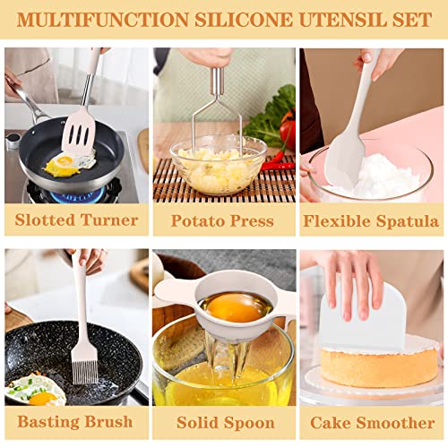 Silicone Cooking Utensil Set (Khaki)