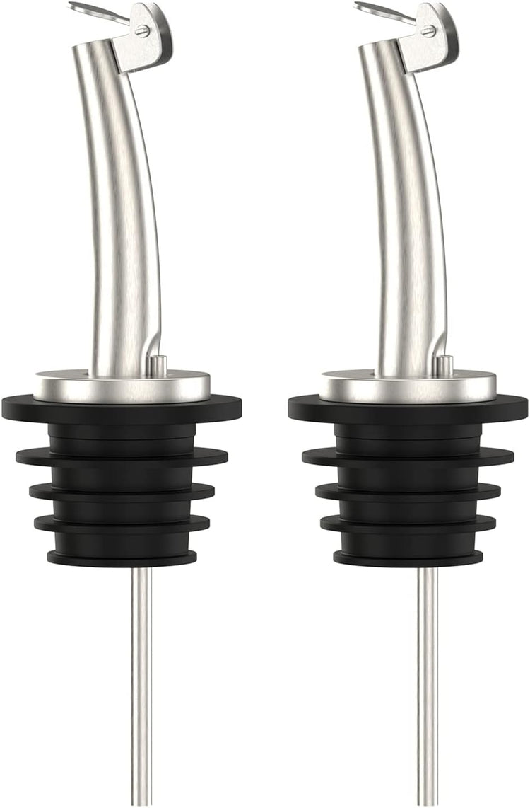 Axe Sickle 2 Pcs Oil Spout Liquor Bottle Pourer Spouts Stainless Steel Speed Pour Spouts Olive Oil Dispenser Spout for About 3/4" Bottle Mouth, with Flip Top