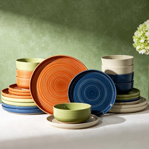 Ceramic Dinnerware Set for 8 (Multicolor (Earthy Tones))