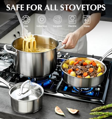 Stainless Steel Cookware Set 21 Piece with 5
