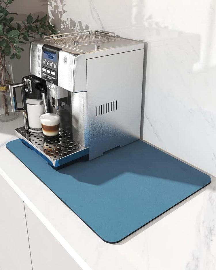 AMOAMI-Coffee Mat Hide Stain Rubber Backed Absorbent Dish Drying Mat for Kitchen Counter-Coffee Bar Accessories Fit Under Maker Machine Pot Espresso Machine Dish Rack