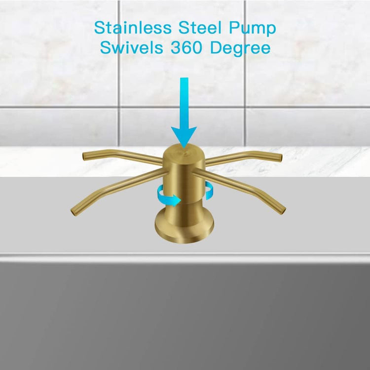 Dish Soap Dispenser for Kitchen Sink, Countertop Sink Soap Dispenser Water Pump with 47” No-Spill Extension Tube Kit Design for Kitchen Bathroom, Easy to Press, No More Refills (Golden)