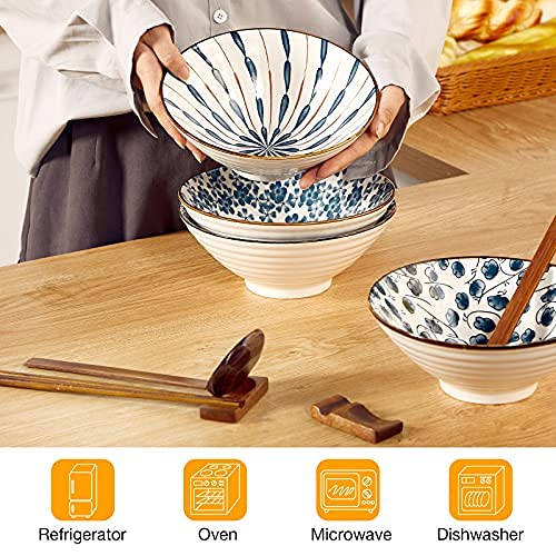 40oz Ceramic Japanese Ramen Bowls Set of 4 (Classic)