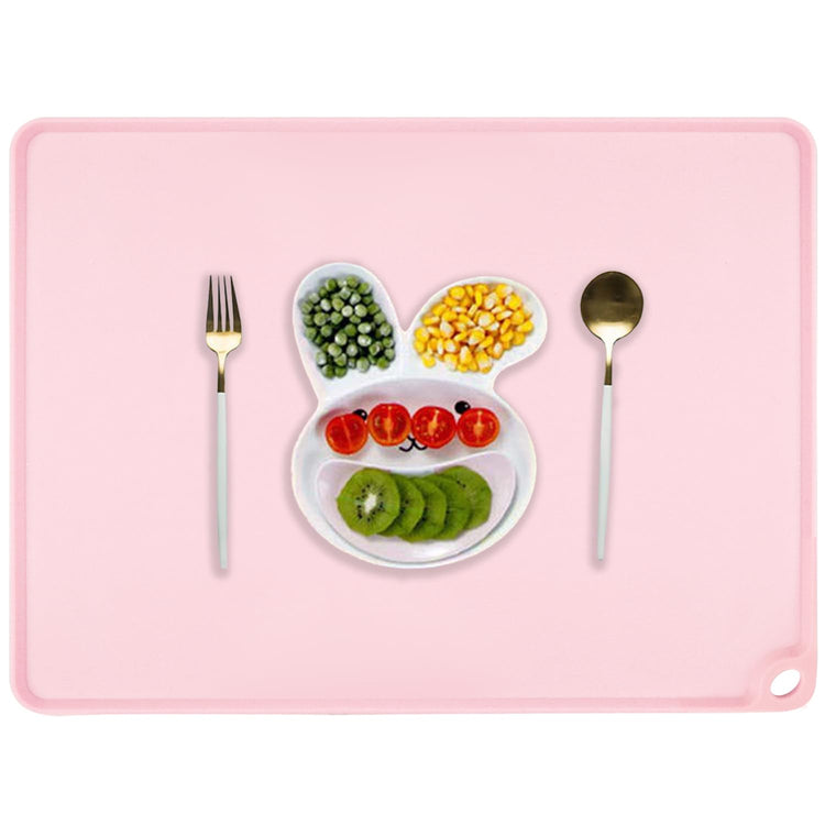 Kids Silicone Cloud Shape Non Slip Placemat for Baby Toddlers - Portable Food Mat, BPA Free Reusable for Travel and High Chairs - Easy to Clean and Roll Up (Pink)