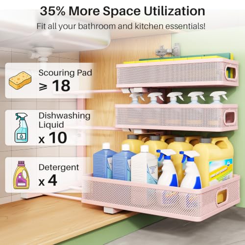 Under Sink Organizer (Pink / 2 Pack)