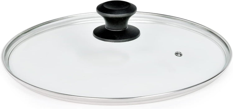 13 In Glass Lid for Frying Pan, Tempered Replacement Cover Compatible with All 13 inches Cookware for Skillets, Round Cast Iron, Cast Aluminium, Stainless Steel Pans &Pots, Black