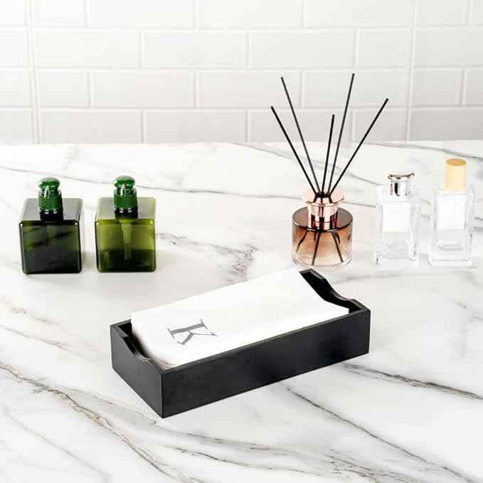Luxenap 15.8 X 7.9 Inch Linen-Feel Guest Towels, 50 Lettered Hand Towels - Silver Letter 'K', Sans Serif Font, White Paper Dinner Napkins, airlaid, For Restrooms And Tables - Restaurantware