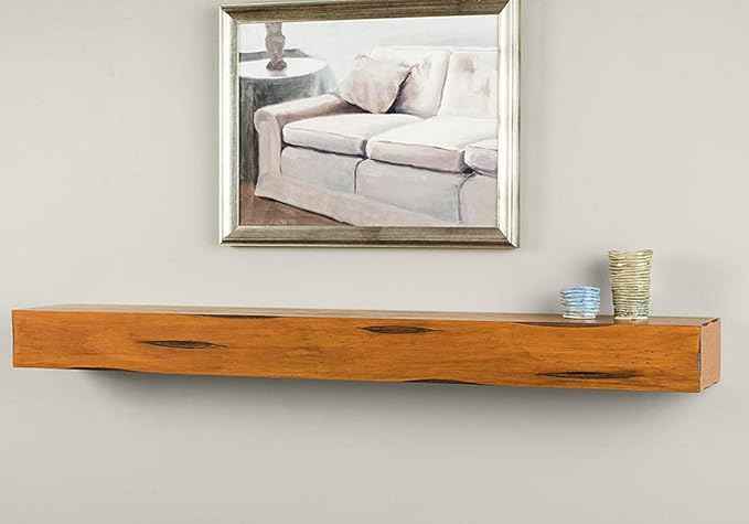 MANTELSDIRECT Breckenridge 60” Fireplace Mantel Shelf with Corbels – Rustic Floating Mantel Shelf for Over Fireplace – Chestnut - Wood Shelf for Wall – Pine Box Construction