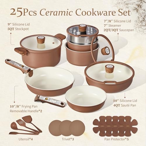 25pcs Ceramic Cookware Sets