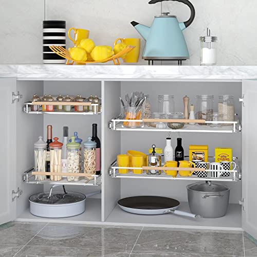 2Pack Pull Out Cabinet Organizer (2Pack / Small- 12.2~17.9"W x 22.5"D)