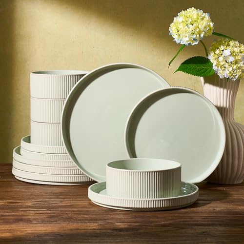 Ceramic Plates and Bowls Set (12 Count)