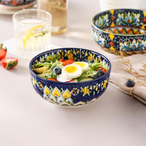 SIMI 28 oz Cereal Bowls Set of 6 (Bohemian Style / 28OZ)