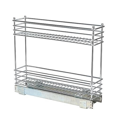 Chrome 2 Tier Sliding Cabinet Organizer (2-Tier / 5" - Extended)
