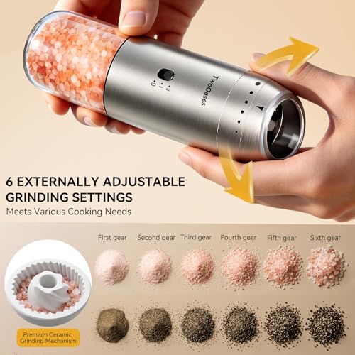Electric Salt and Pepper Grinder Set (Silver)
