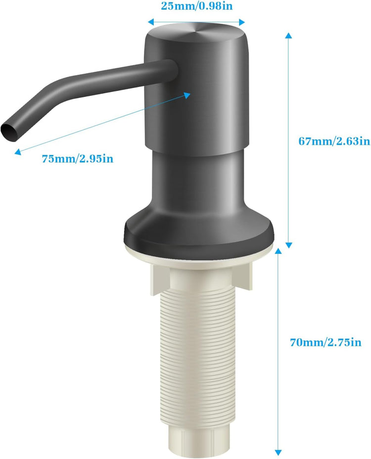 Soap Dispenser for Kitchen Sink and Extension Tube Kit, Stainless Steel Countertop SoapDispenser with 47 Inches Tube Connects Directly to Soap Bottle, Hand and Dish Soap Dispenser Pump (Gray)