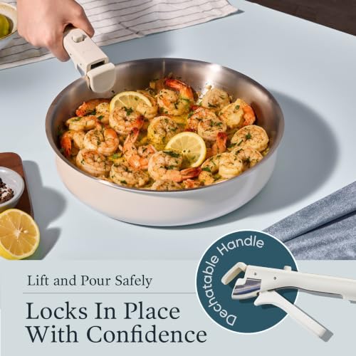 21pcs Tri Ply Stainless Steel Cookware Set with Detachable Handle