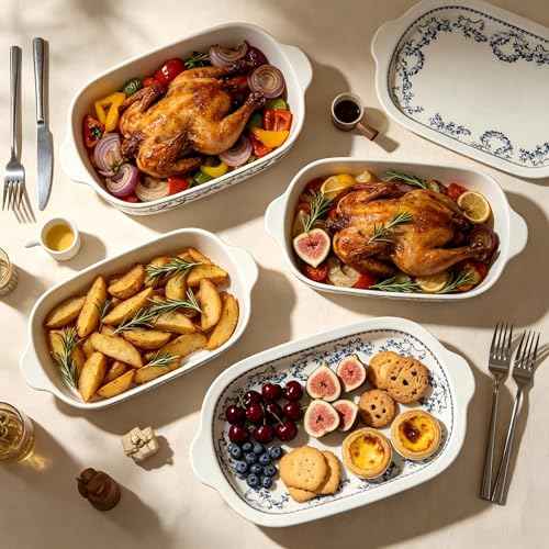 Ceramic Casserole Dish with Lids for Oven (4 Count)