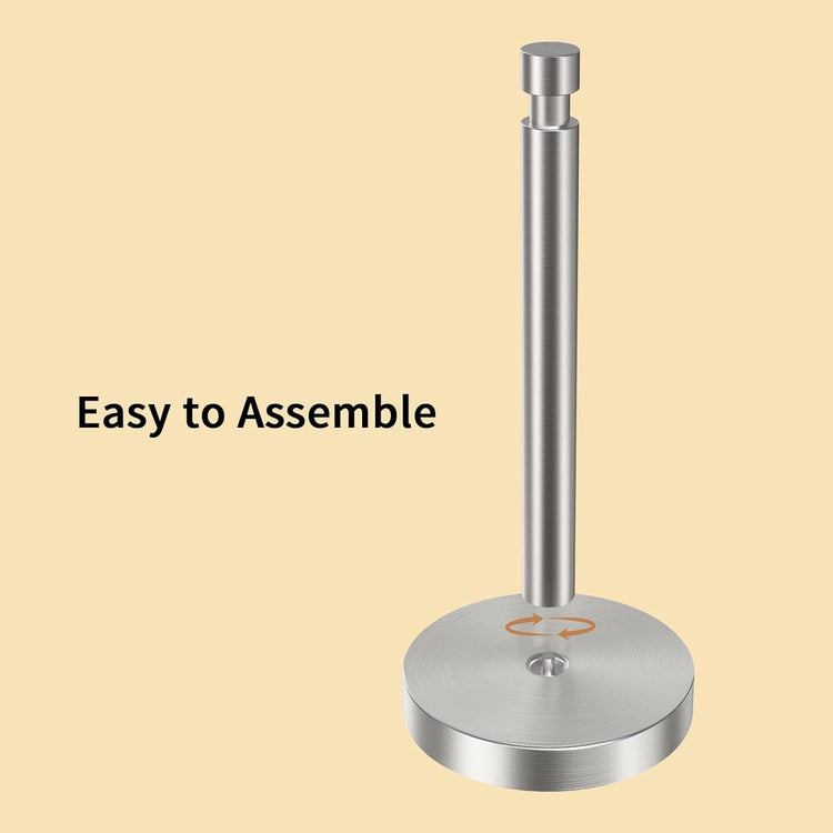 Paper Towel Holder Countertop, Black Paper Towel Holder with Weighted Base Non Slip, Standing Paper Towel Roll Holder for Kitchen Bathroom, Easy One-Handed Operation, Stainles Steel (Brushed Nickel)
