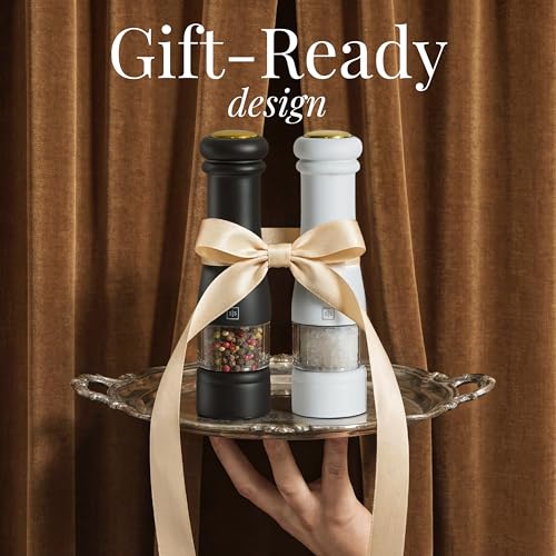 Electric Salt and Pepper Grinder Set (Black/White)