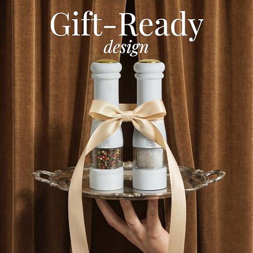 Electric Salt and Pepper Grinder Set (White)