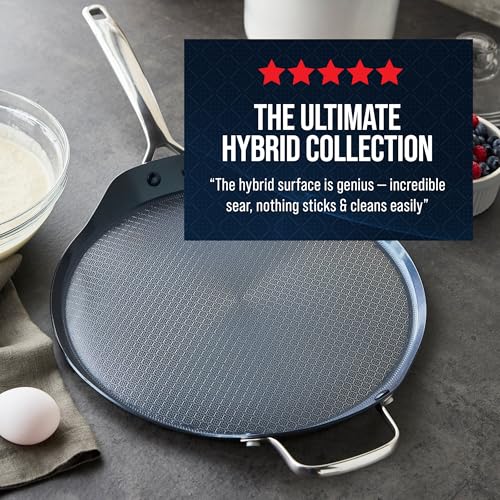 Hybrid 12" Stainless Steel Nonstick XL Griddle Pan (12" Griddle Pan / Blue)