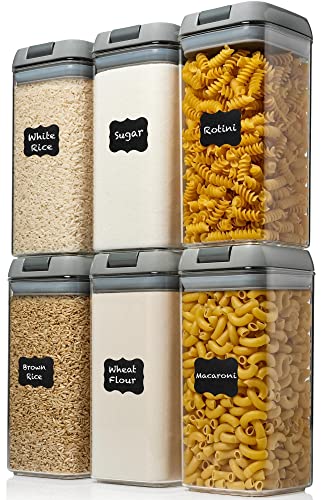 6 PC 1.2L Airtight Food Storage Containers with Lids BPA Free Plastic (Gray)
