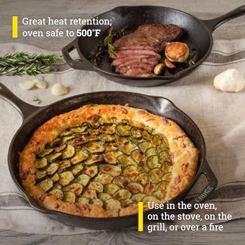 Chef Collection Cast Iron Skillet Set (10" & 12" (Pack of 2))