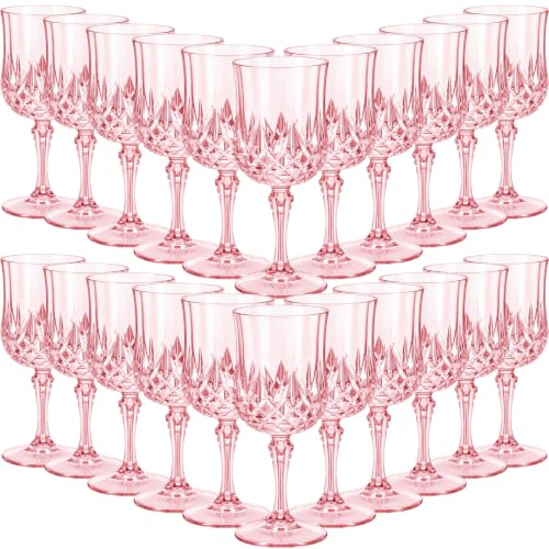 96 Pcs 7oz Plastic Vintage Wine Glasses Drinking Goblets Unbreakable Crystal Water Glassware Reusable Diamond Champagne Flutes Cups for Wedding Banquet Birthday Party Supplies (96 Count)